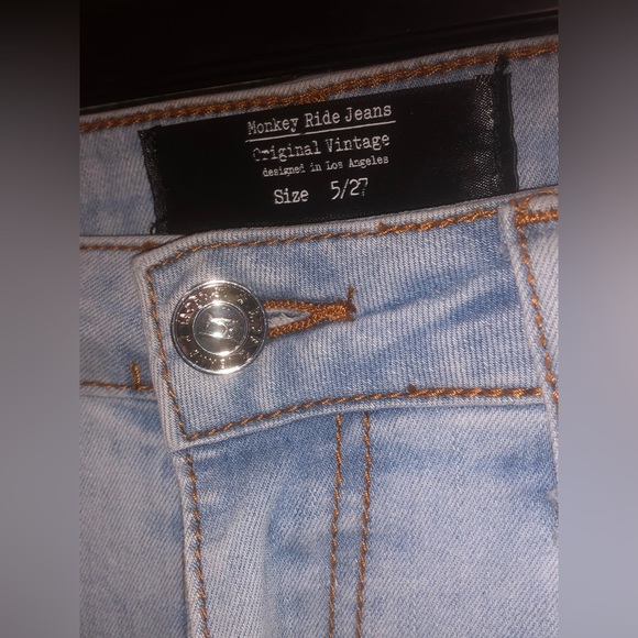 Monkey Ride Jeans Womens Juniors 5/27 Light Wash Skinny Blue Mid Rise Denim - Picture 9 of 9